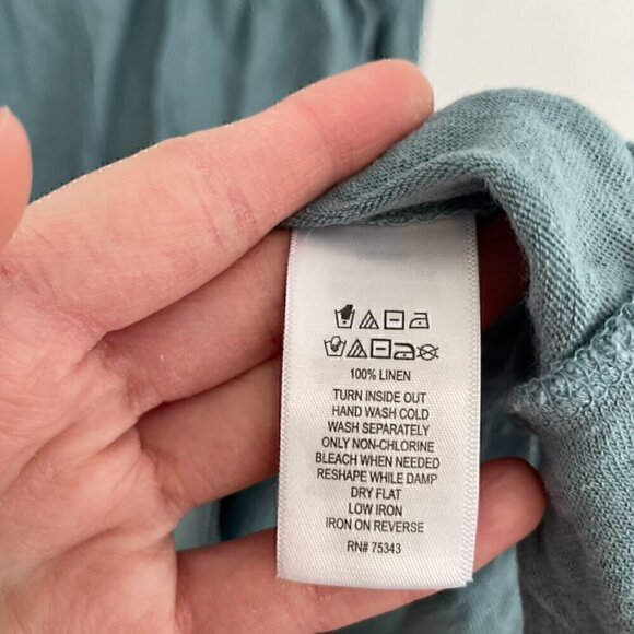 TAHARI Solid Blue Asymmetrical Open Front 100% Linen Boho Long Cardigan Sweater - Picture 10 of 13